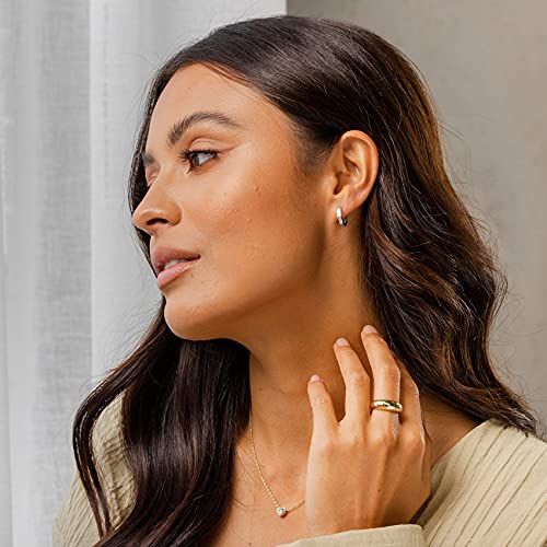 Image of PAVOI 14K Gold Plated Chunky Huggies Earrings for Women - 925 Sterling Silver Posts Small Gold Huggie Hoop Earrings - Ultra Thick Hoops Trendy Jewelry