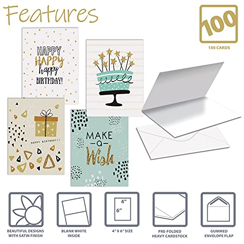 Happy-Birthday-Cards-100-Pack-4-x-6-inch-4-Cover-Designs-Blank-Inside-by-Better-Office-Products-with-Envelopes-Elegant-Gold-Collection-100-Pack Happy-Birthday-Cards-100-Pack-4-x-6-inch-4-Cover-Designs-Blank-Inside-by-Better-Office-Products-with-Envelopes-Elegant-Gold-Collection-100-Pack
