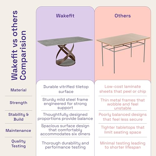 Image of Wakefit Mochi Dining Table - 6 Seater Marble Finish Top
