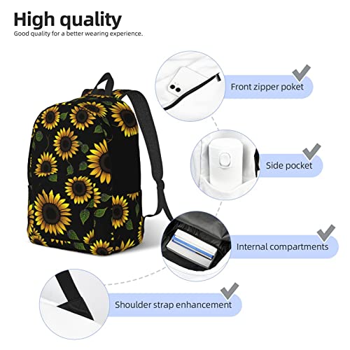 Mochila con estampado de girasoles y correas ajustables para viaje 5