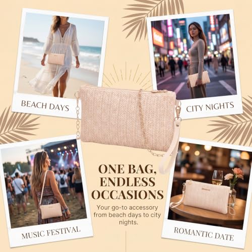 Sac Bandoulière Femme Blanc - Petit Sac Téléphone Portable et Pochette Tressée Chic pour Été, Sacoche Femme Légère Idéale pour Shopping, Voyages et Sorties Quotidiennes – vue 4
