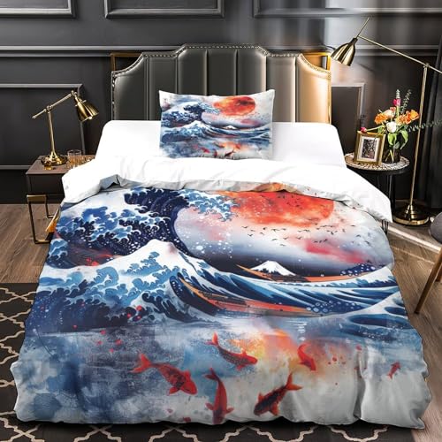 Housse de couette respirant Ukiyo-e 3D avec fermeture éclair