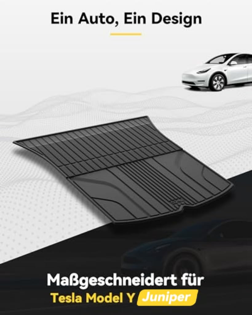 3W Kofferraumwanne für Tesla Model Y 2020-2024 und Neu 2025-2026 Juniper, TPE Allwetter Maßgeschneiderte Kofferraummatte Set Model Y Juniper Auto Kofferraum Zubehör, Wasserabweisend & Pflegeleicht