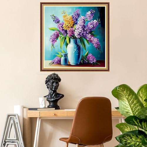Image of Fanxvivy Stamped Counted Cross Stitch Kits for Adults Printed Cross-Stitch Patterns 11CT Stamped or Counted Cross Stitching Embroidery Kit Needlepoint Kits-Colorful Flowers 18x18 inch