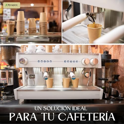 Miniatura 4 de Verupore Vasos Desechables Para Café 210 Ml Con Palitos De Madera Pack De 150 Unidades Vasos Para Cafe Sin Bpa, Térmicos, Ecológicos Y Resistentes A Altas Temperaturas