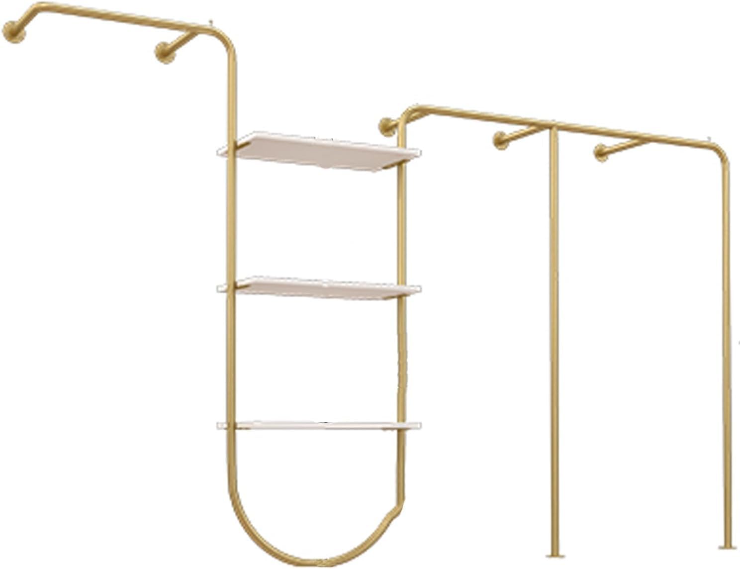 HPTHLY Modern Simple Wall Mounted Gold Clothing Rack Heavy Duty Garment Rack Hanging Rods Clothingshelf Retail Display Storage Clothes Hanging Shelves (300Cm)