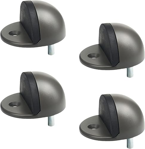 Tope de puerta de piso de níquel satinado con almohadilla de goma, tapón de puerta en forma de semicírculo, acero inoxidable para proteger la pared