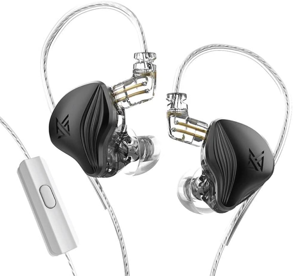 KZ ZEX Earbuds 1 electrostatic + 1 Dynamic Earphone in Ear Monitor Headphone with Detachable Cables Suitable for Audio Engineer, Musician (Black, with Mic)