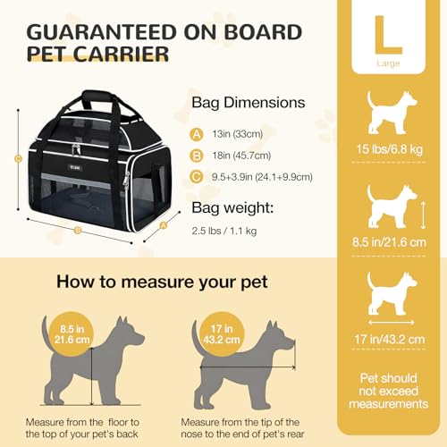 Image of Lekereise Top-Expandable Pet Carrier 18x13x9.5 Inch Southwest Frontier Airline Approved Soft Sided Underseat to 15lbs Travel Carriers for Small Cats Dogs with Locking Safety Zippers Anti-Scratch Mesh