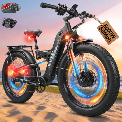 Electric Bike, 8000W Dual Motor Ebike for Adults, 52V 30Ah,