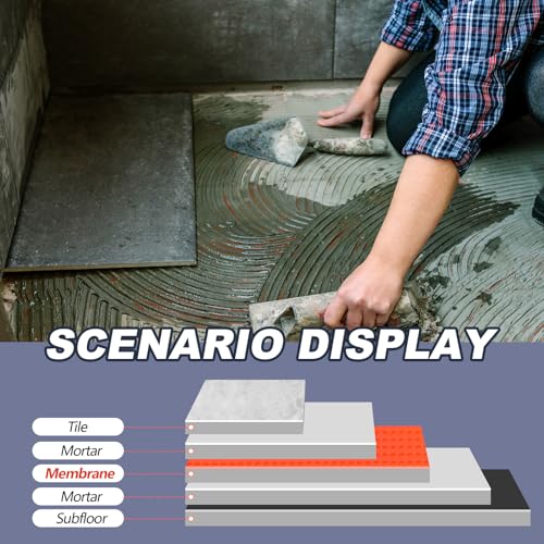 Drydiet 215 Sqft 376 Sqft Uncoupling Membrane for Tile 1/8''(3mm) Thick Waterproofing Membrane Crack Prevention Anti Fracture Flooring Underlayment for Bathroom Shower Kitchen Basement (Orange) by Drydiet - Image 5