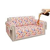 ALIECOM 100% Waterproof Loveseat Covers for 2 Cushion Couch Sofa Slipcovers Love Seat Couch Covers Washable Printed Non Slip Furniture Protector with Pockets for Dogs (Medium, Tropical Leaf)