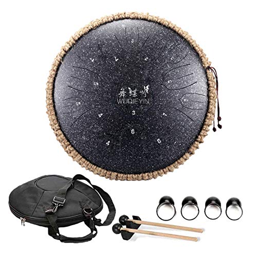 ALHM WUDIEYIN15 Notes Carbon Steel Tongue Drum13 Inch Harmonic Handpan Drum Percussion Instrument, C Tone Tank Drum Chakra Drum for Meditation, Yoga and Zen with Travel Bag (Color : A)