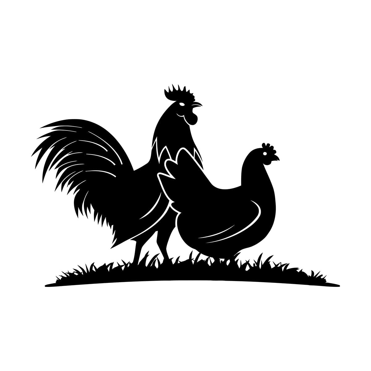 Engraving Decals Birds Farm Animals Village Rooster Chicken 32x49.5cm Multi Color Selection Small Black