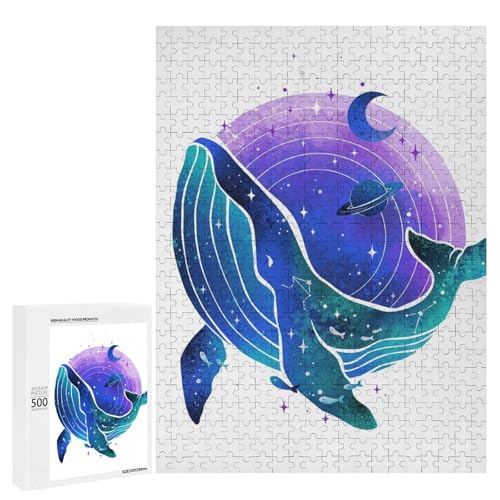 Rompecabezas de 500 piezas de ballena galaxia, el regalo de cumpleaños y Navidad perfecto