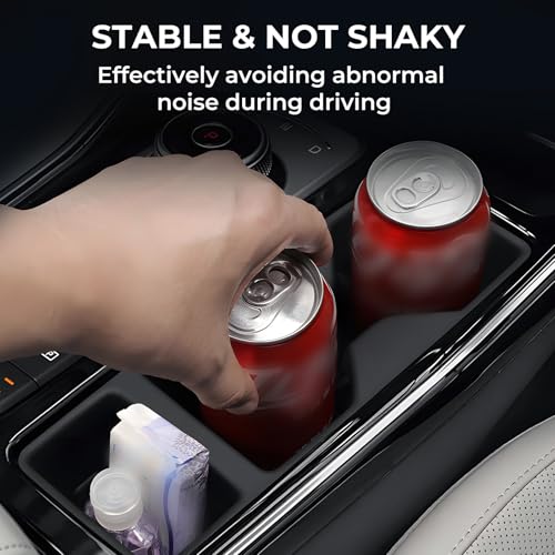 Image of Center Console Cup Holder Inserts for KIA Sorento 2026 2025 2024 2023 2022 2021, Interior Accessories TPE Car Cup Holder for 2021-2026 Sorento, Black