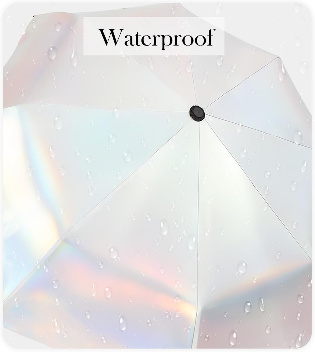 Holographic Iridescent Folding Umbrella, Compact Portable Travel Umbrella for Rain Windproof UV Protection Sun Umbrella - Image 6