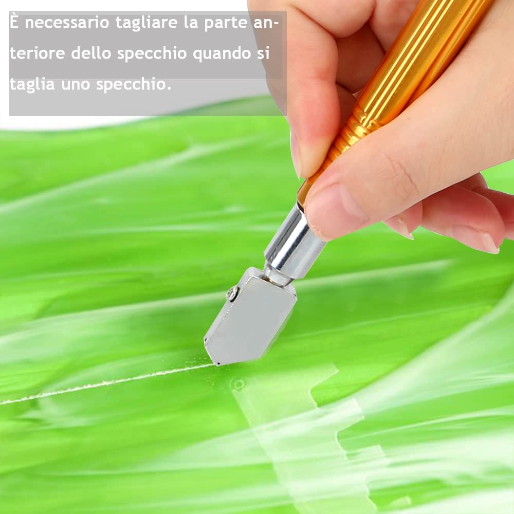 2 Pezzi Tagliavetro Piastrelle, Tagliavetro Professionale per Vetro di Taglio in Carburo di Tungsteno Tagli 3-15 mm Vetro con Impugnatura in Lega di Carburo