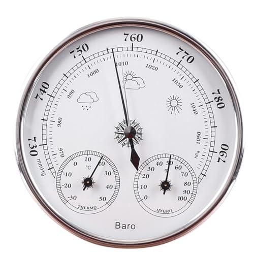 AGrAdi Baromètre météo, baromètre traditionnel avec température et humidité, manomètre barométrique météo intérieur extérieur for la maison, baromètre analogique instruments de station météo baromètre