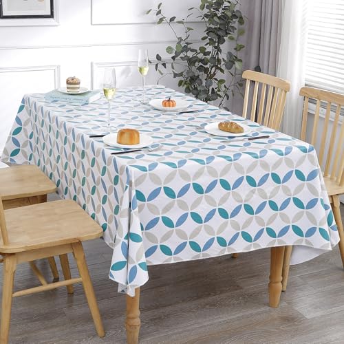 Image of Walrus Heavy Duty Vinyl Tablecloth with Flannel Backing Waterproof Oil-Proof Plastic Table Cloth Stain-Resistant Wipeable Table Cover for Indoor and Outdoor (Geometric Leaf,54x54 Inch)