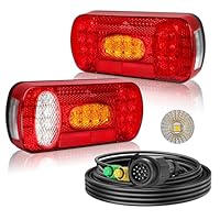 Qiping LED Rückleuchten Anhänger Set, 12V-24V Anhänger Rücklichter 60 LED mit 5m Kabel, 13-polig Stecker AnhängerBeleuchtung, Wasserdicht IP67 für PKW LKW Caravan Boot Vans | E-Mark E57