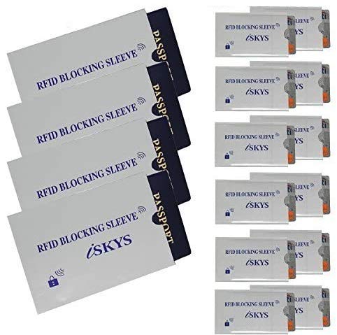 Top Rated Iskys 16 Pack Rfid Blocking Sleeves Credit Card Protector & Passport Identity Theft (12 Credit Card + 4 Passport) White #TOP24