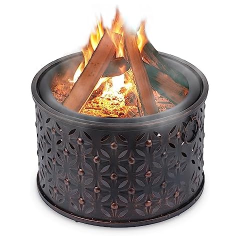 LIVIVO Rombo Fire Pit with BBQ Grill Cover