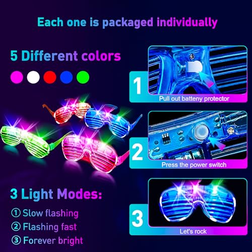 SHQDD 136PCS Glow in the Dark Party Supplies, 18 PCS Foam Glow Sticks, 18 PCS LED Glasses and 100PCS Glow Sticks Bracelets,Neon Party Favors for Glow Party, Wedding, Concert,Raves and Birthday - Image 4