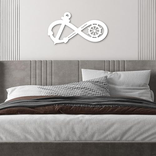 Schlummerlicht24 Partner Geschenke Anker Ruder Liebe Unendlichzeichen Holz maritim Geschenk mit Namen individuell