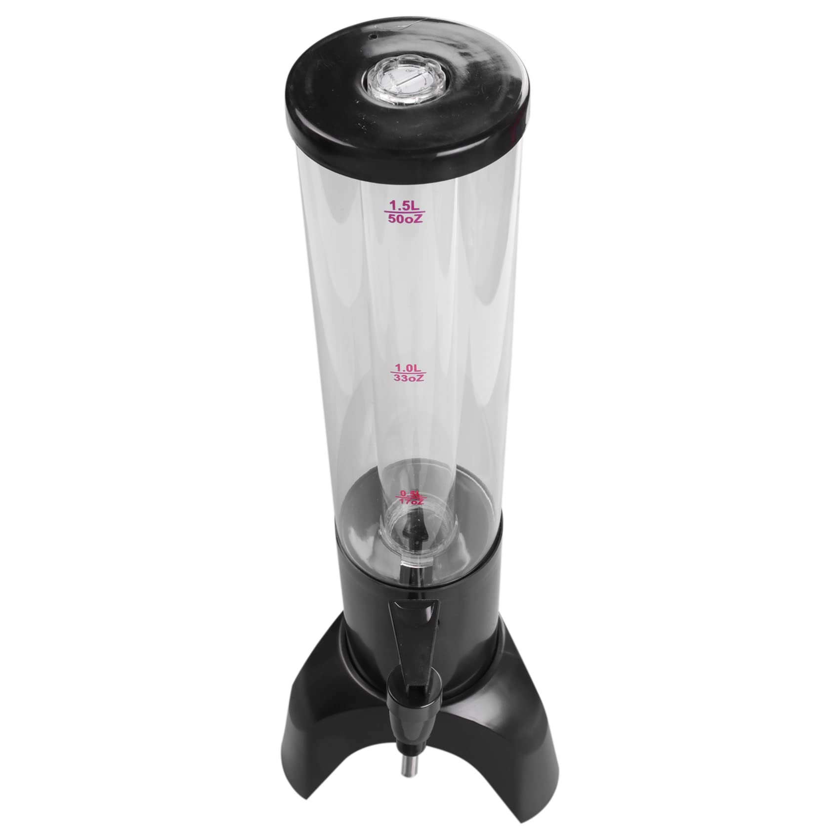 Torre Dispensadora de Cerveza de 1,5L Grifo Integrado de FáCil Limpieza con Tubo de Hielo y Luz LED Dispensador de Torre Transparente para Bebidas, Negro