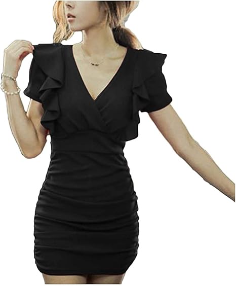 Amazon Co Jp ネモフィオール パーティ ドレス タイト ワンピース セクシー きゃば ボディコン ノースリーブ フリル レディース 服 ファッション小物