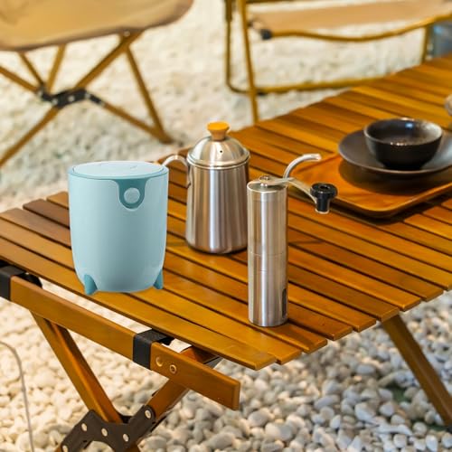 Image of uxcell Mini Desktop Trash Can Press-Type Countertop Wastebasket with Lid, Plastic Trash Can for Bathroom Bedroom Dressing Table Living Room Kitchen Office (Blue)