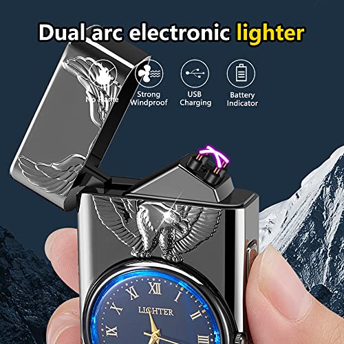 سكرافاير ولاعة بلازما ايجل - مقاومة للرياح ومعدن، اضاءة LED، قابلة لاعادة الملء للاستخدام في الهواء الطلق والمشي لمسافات طويلة والتخييم