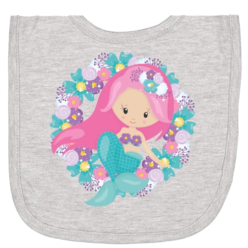 inktastic Cute Mermaid, Little Mermaid, Pink Hair, Flowers Newborn Bib