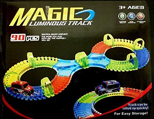 EE Exegi Enterprise Magic Race Bend Flex & Glow Tracks, Plastic Magic Long Flexible Tracks Car Play Set For Kids (Multi Color)