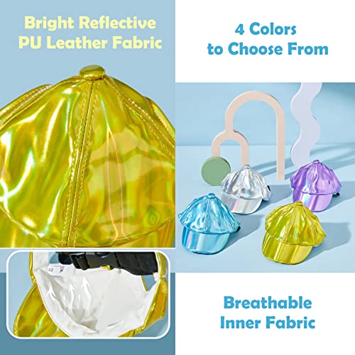 Hdkuw Dog Cap, Dog Baseball Outdoor Cap With Ear Holes, Adjustable Summer Travel Sport Pu Sun Helmet Shiny Hat For Small Medium Dogs Purple L #TOP1