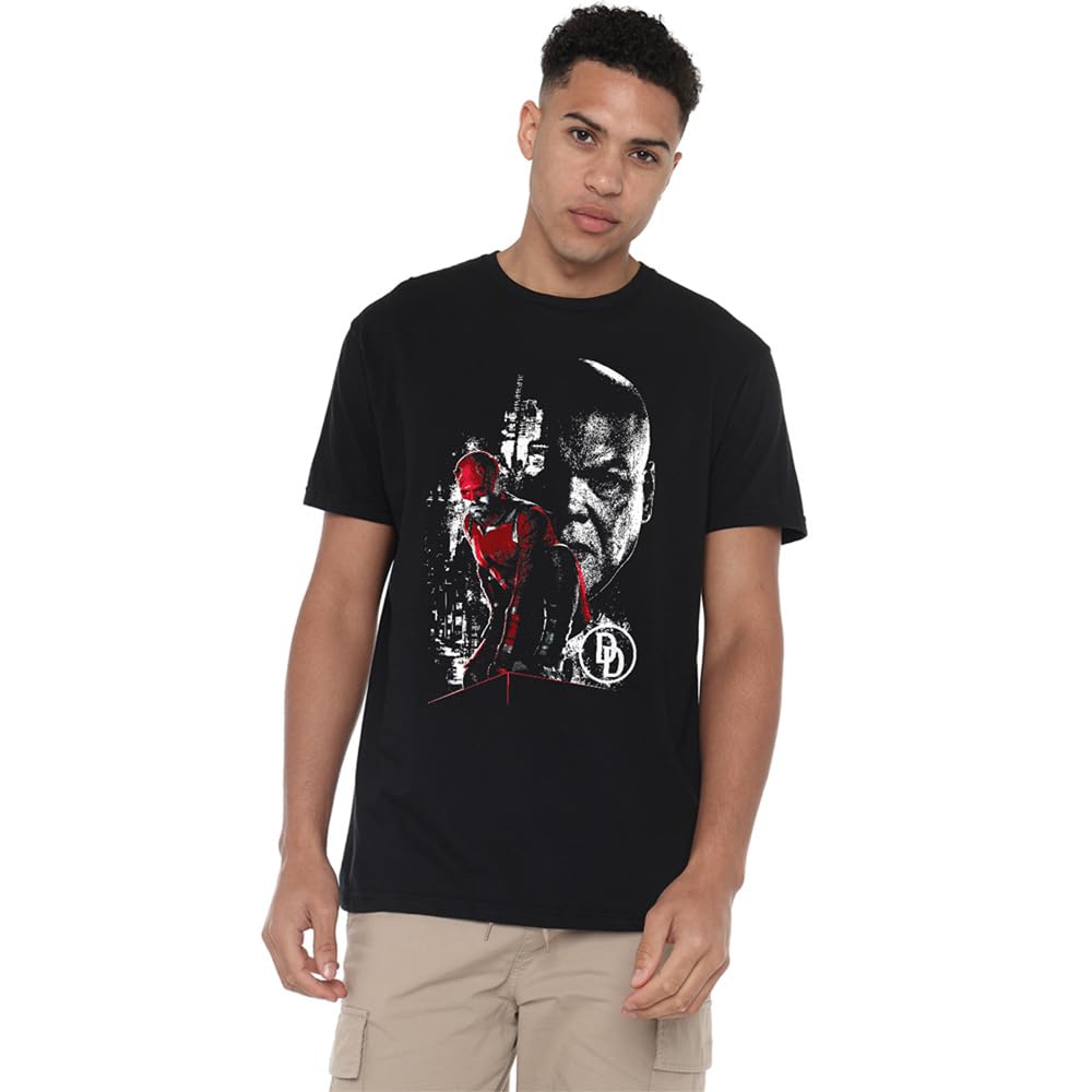 Marvel Unisex Daredevil Born Again Mayor Fisk Faces The Devil T-Shirt, Black | Size: Large