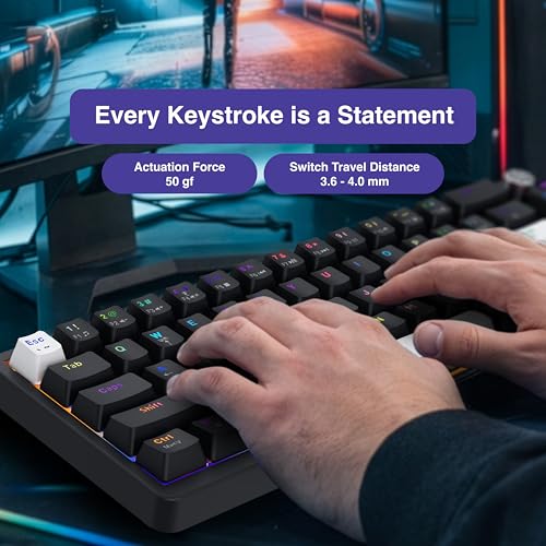 Image of FINGERS Savage-MK2 Wired Mechanical Gaming Keyboard (65% Compact 67 Keys, Hot-Swappable Switches, 2-Layer Gasket, 11 RGB Modes, Volume Control Knob, 100% Anti-Ghosting, 50M Keystrokes) - Jet Black