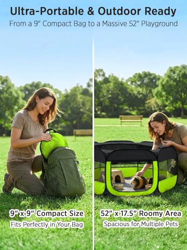 Image of UWE Extra Large Small Animal Playpen, Waterproof Foldable Pet Playpen,Green