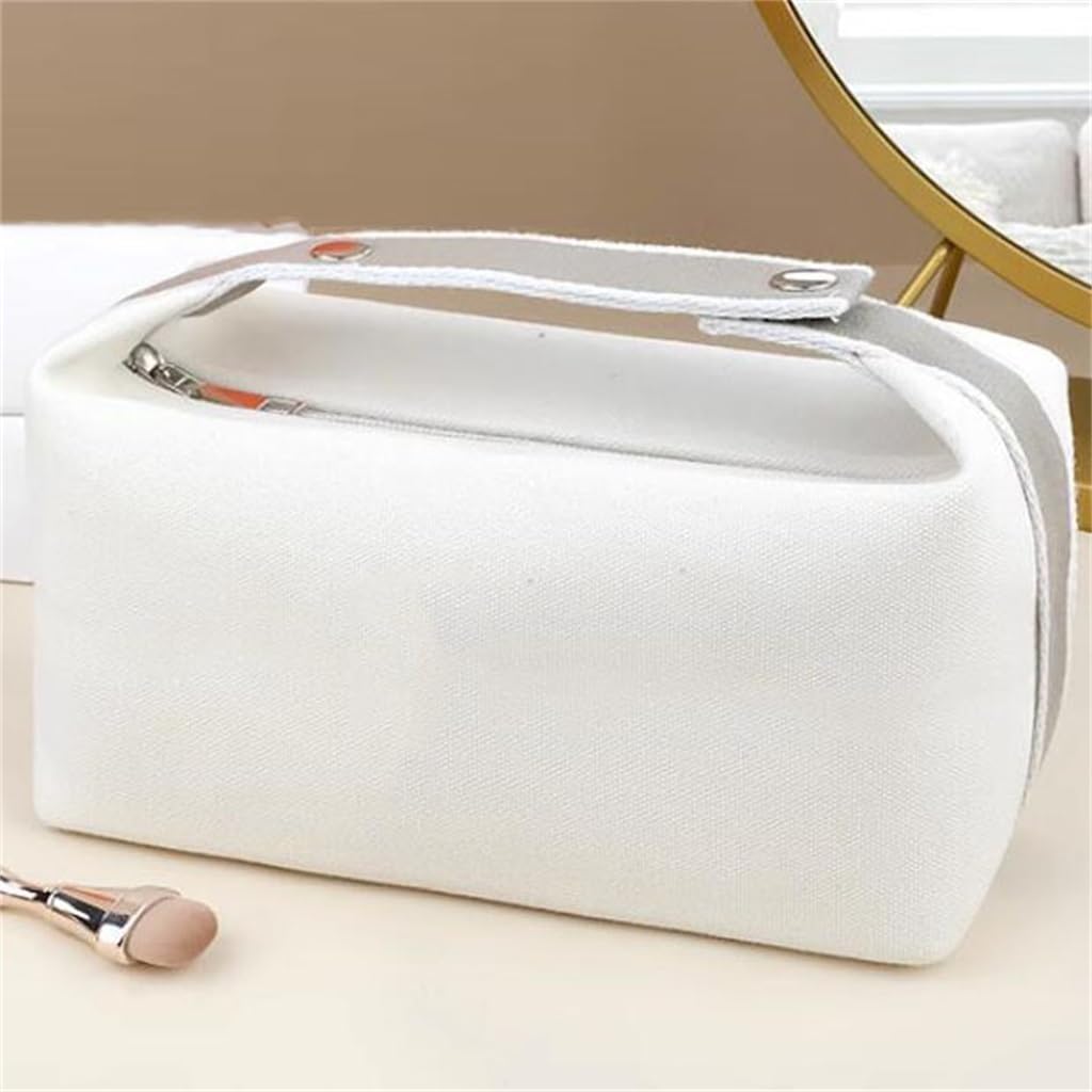 Portable and portable canvas makeup bag, large capacity travel wash, multifunctional cosmetic storage image 5