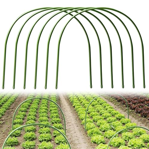 Paquete de 6 aros de invernadero, acero largo con aros recubiertos de plástico, pequeños aros de invernadero para camas elevadas, aros de jardín de polipropileno grueso de alta tenacidad, túnel de