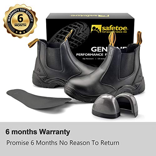 Mens Work Boots Steel Toe Chelsea Safety Boots Leather Waterproof Lightweight Working Shoes(Black, Us 13) #TOP5