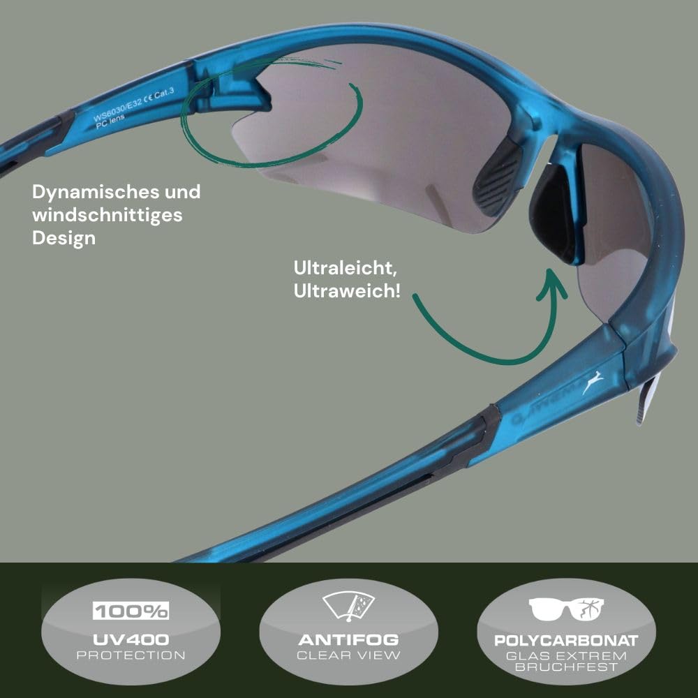 Gamswild WS6028 Sonnenbrille Sportbrille Skibrille Fahrradbrille Herren Damen Unisex | blau | rot-orange | violett
