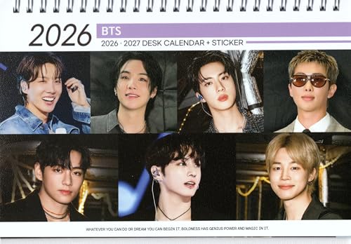 防弾少年団 グッズ 卓上 カレンダー (写真集 カレンダー) 2026~2027年 (2年分) + ステッカーシール [12点セット]のサムネイル