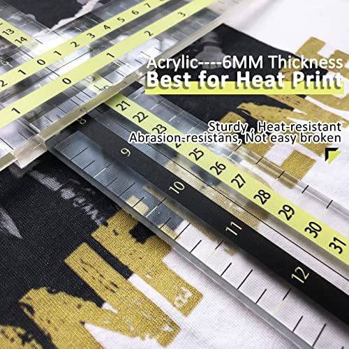 T-Shirt Alignment Ruler Guide Tool to Center Designs Acrylic Transparent Movable T Ruler Set for Heat Press Adult Kids Children Little Boys Tee Clothing Measurement Tool