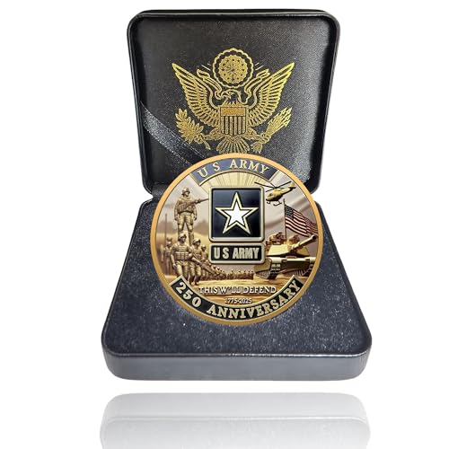 Army 250th Anniversary Coin Navy 250th Anniversary Coin Army Challenge Coin US 250th Commemorative Double-Sided Challenge Coin with Metal Gift Box ¨C 1.57