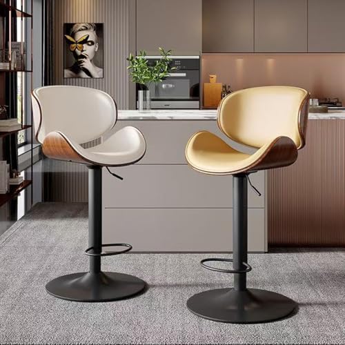 Tabourets de bar pivotants 360° réglables 60-80 cm avec base noire | Lot de 2