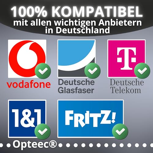 opteec® Glasfaserkabel - 1,5m - LC/APC auf LC/APC – Geschirmtes FTTH LWL OS2 Singlemode – Kompatibel mit Deutsche Glasfaser, Deutsche Telekom, Vodafone, 1&1, FRITZ!Box – LSZH – Weiß – 1,5 meter