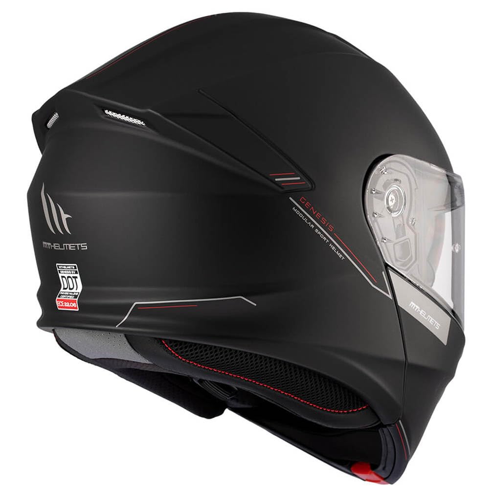 MT Genesis SV Negro Mate - Casco de Moto Modular Abatible con Visor Solar - Homologado ECE 22.06 (L)