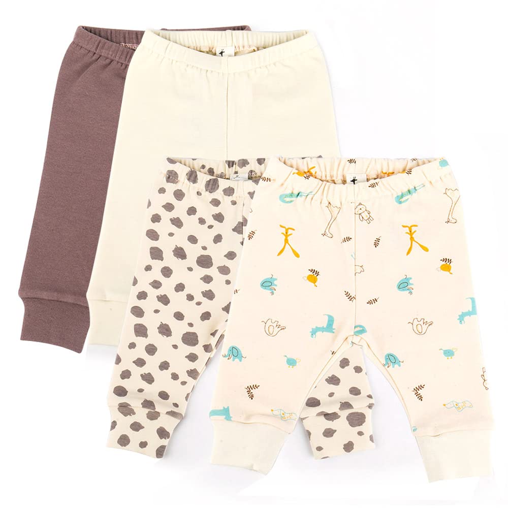 hipzoo ecofriendly Baby Unisex Organic Cotton Baby Infant Jogger Pants (Beige, 3 Month)